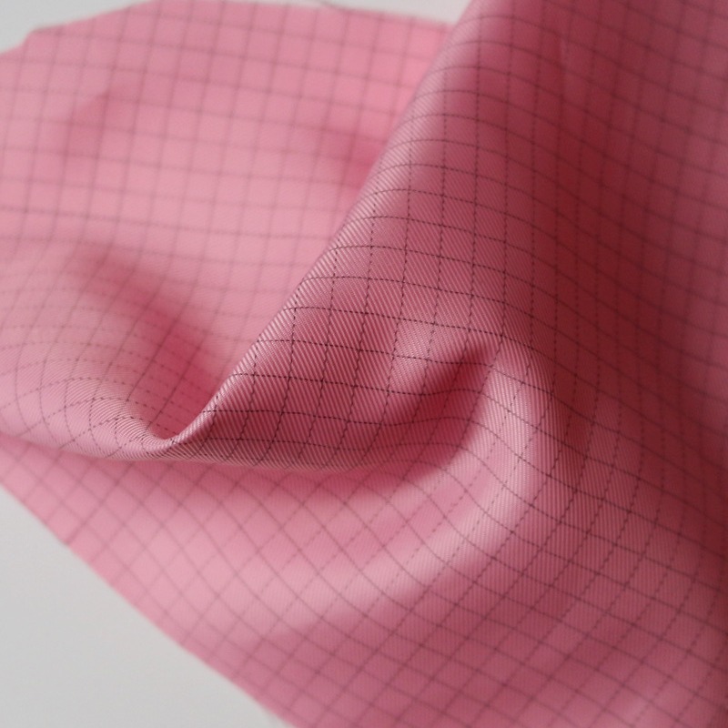 【现货供应】0.4CM网格灰丝75D 2/3斜纹防静布|ms