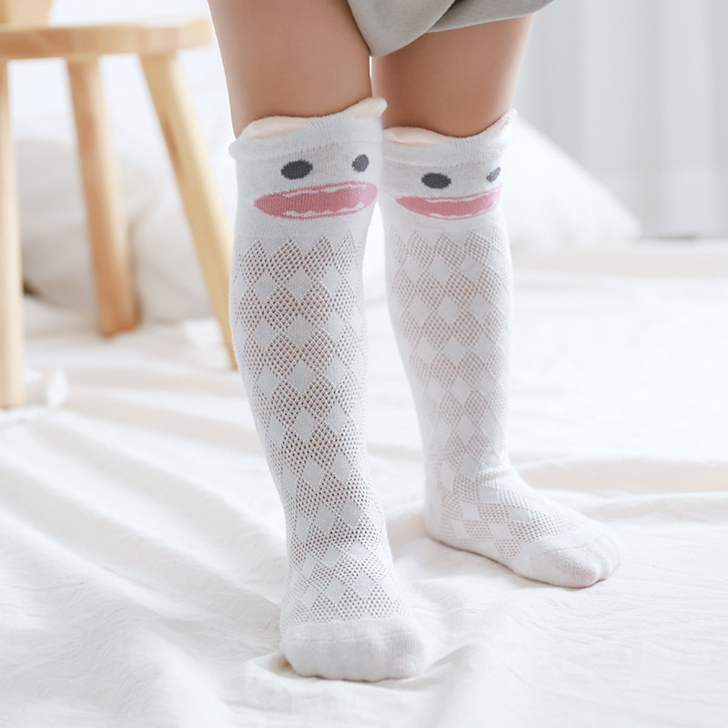 Medias para bebés boca suelta sin hueso primavera y verano calcetines para niños delgados bebé recién nacido sobre la rodilla calcetines de malla de algodón peinado