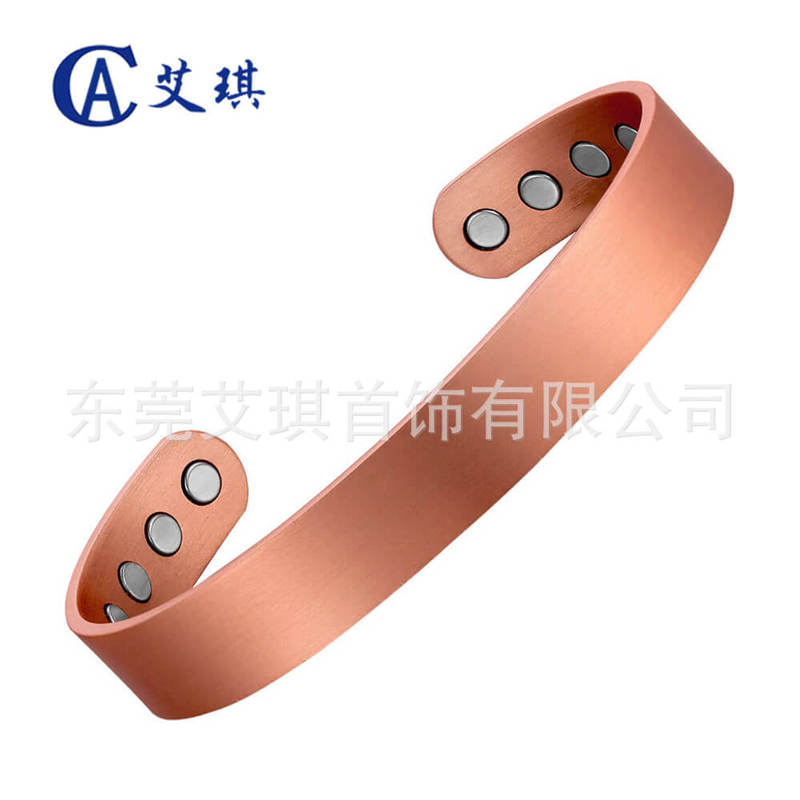 Spot Wholesale Magnet Red Copper Bracelet Simple Design Magnetic Red Copper Bracelet Open Engraving Wide Red Copper Bracelet