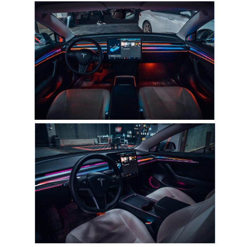 Aplicable a 21 - 23 Tesla Model3 Rainbow Radium Atmosphere Light