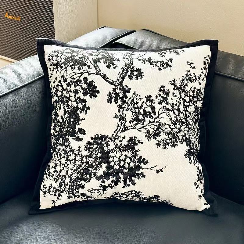 Luz de lujo de alta gama sofá de sala de estar almohada en el viento lindo cebra almohada de respaldo ventana almohada de ventana flotante almohada de respaldo funda negro y blanco