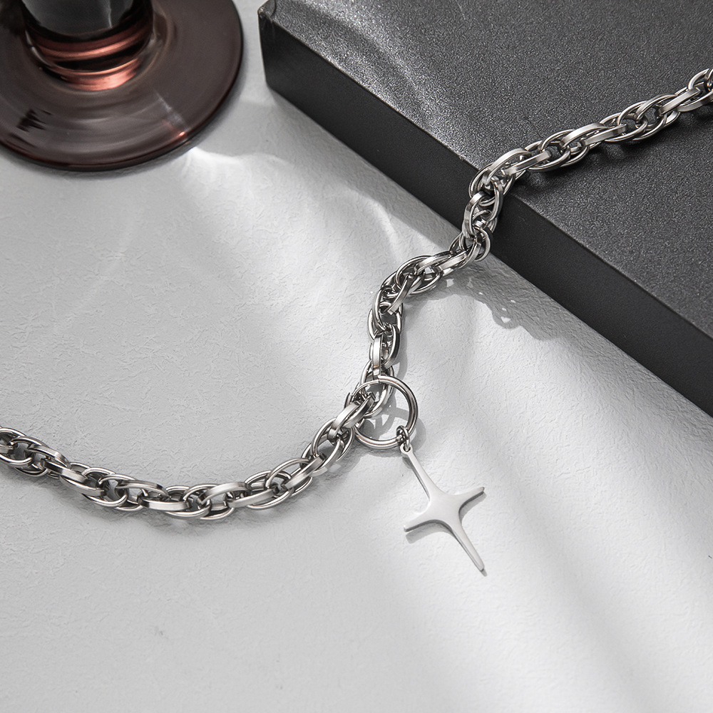 Original Design Star Titanium Steel Polishing Pendant Necklace 1 Piece