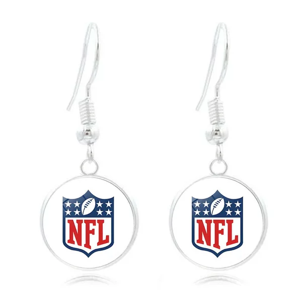 Cross-Border New Product Nfl American Football Team Logo Pattern Earrings for Women European and American Fashion Ear Hook Ear Jewelry Wholesale
