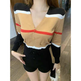 学院风羊绒毛衣外套女2025秋冬新款条纹百搭设计感小众针织开衫潮