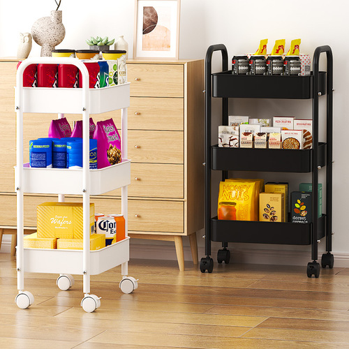 Small Cart Storage Shelf Multi-layer Floor Standing Home Bedroom Kitchen Baby Snacks Multi-functional Portable Bookshelf Organizer
