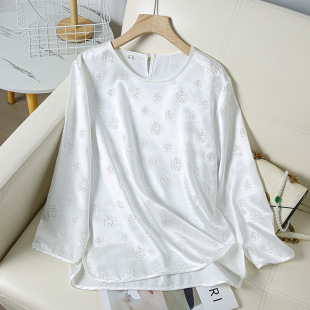 Spring and Summer New Middle-aged and Elderly Women's National Style Top New Chinese Jacquard Long-sleeved Elegant Mother's Base Shirt