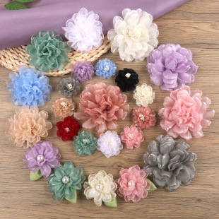 4-10cm source manufacturers camellia flower accessories handmade flower diy material burned edge flower fabric flower accessories