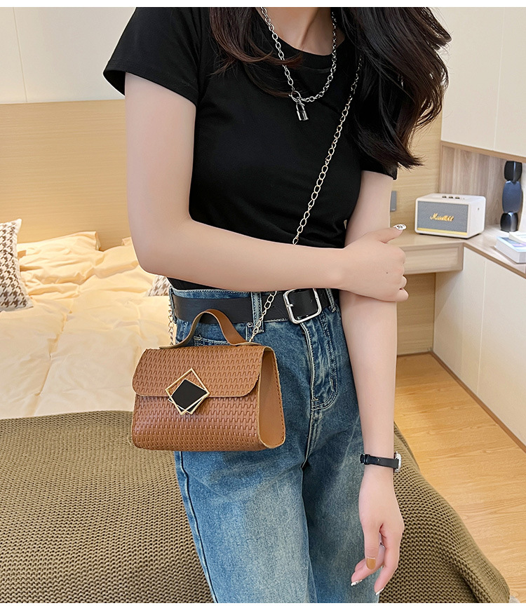 Women'S Gender Women's Small Pu Leather Lingge Fashion Square Magnetic Buckle Crossbody Bag