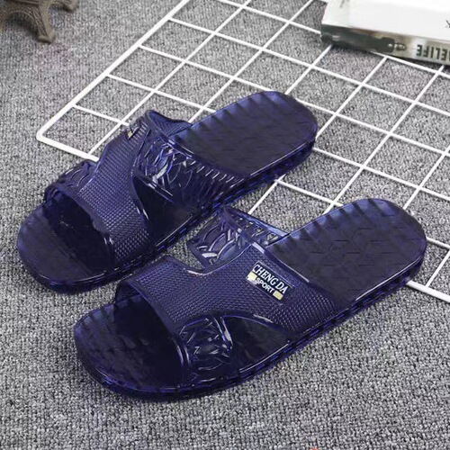 Men's Summer New Crystal Slippers Waterproof Anti-Odor Bathroom Shower Outdoor Wear Transparent Jelly Sole Plastic One-Sided Slippers