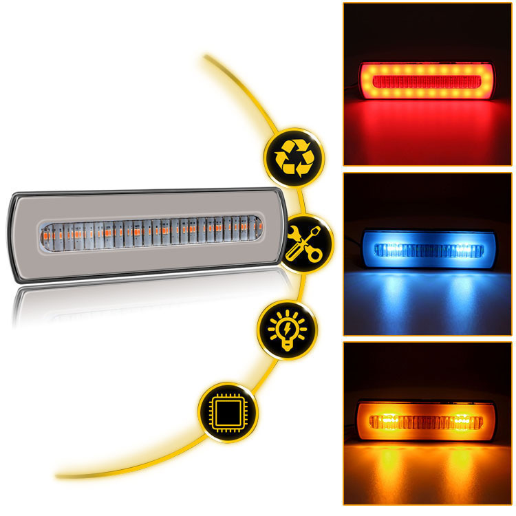 トラックサイドライト 40LED トラック改造二色導光流水ウインカー電動バイクブレーキテールライト|undefined