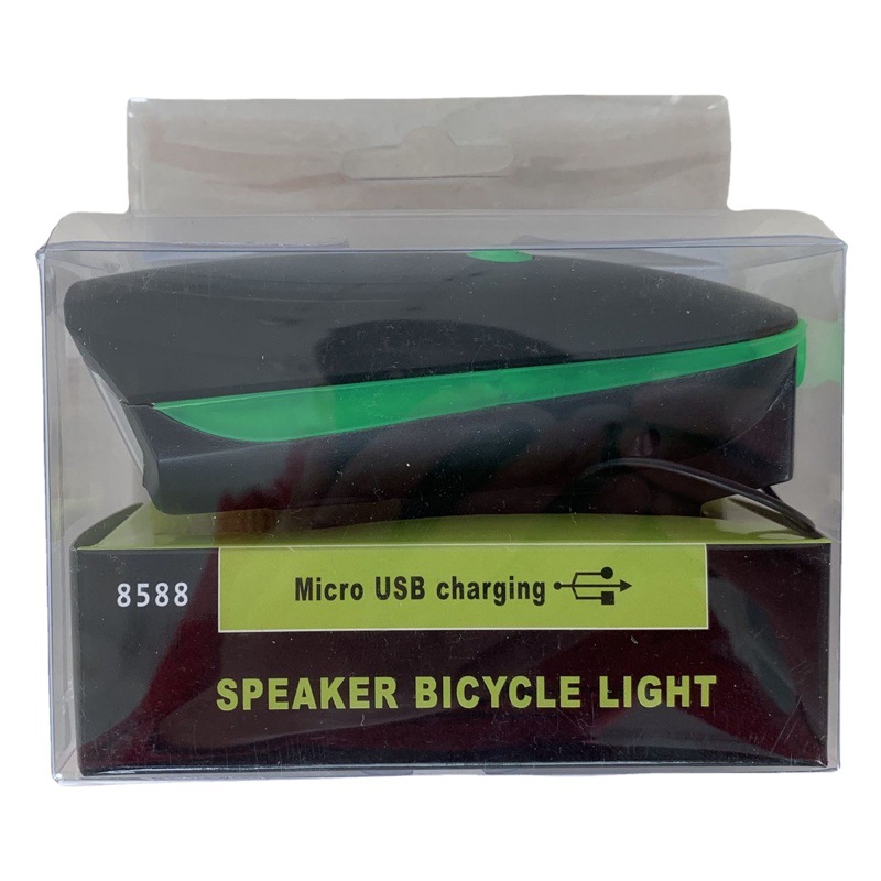 USB recargable luz de la bicicleta Noche de equitación cuerno faro bicicleta de montaña cuerno eléctrico luz dos en uno lámpara cuerno campana