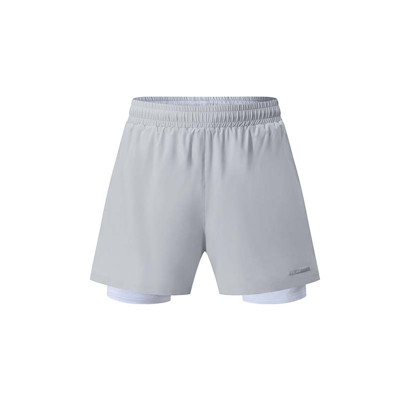 Verano hombres deportes fitness pantalones cortos de doble capa de secado rápido transpirable correr casual pantalones de tres puntos en stock impreso Modificación del logotipo