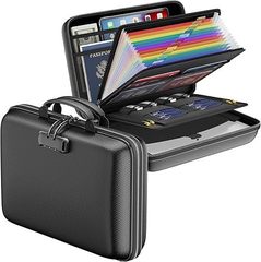 防火書類収納ケースロック付きハードケース保護カバー携帯オフィス13ポケットアコーディオンファイル