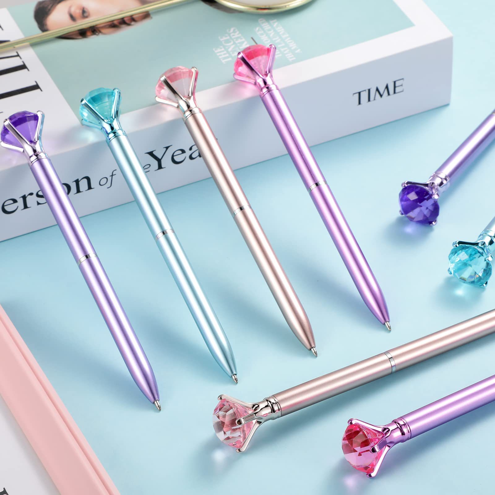 Bolígrafo de piedra de ladrillo de amor multicolor creativo transfronterizo, bolígrafo de góndola de cuentas redondas degradadas, bolígrafo de metal de regalo para estudiantes, papelería en stock