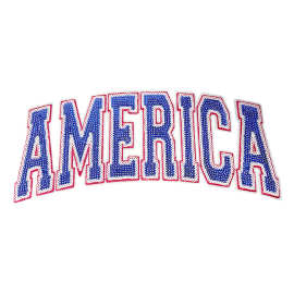 外贸品质珠片亮片绣花贴珠片刺绣布贴AMERICA亮片绣定制补丁