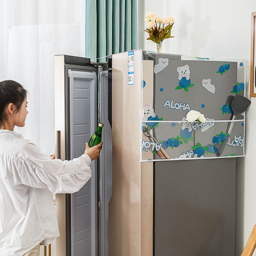 Manufacturer Direct Sale Fresh PVC Cartoon Refrigerator Dust Cover Waterproof Cover Towel Refrigerator Dust Cover Protect Cover