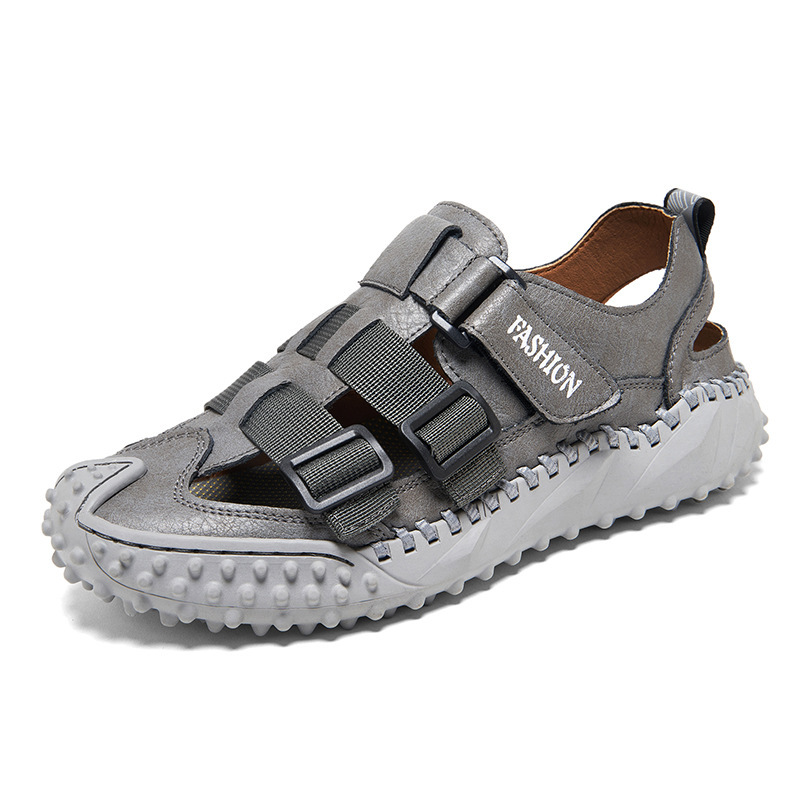 국경 간 플러스 사이즈 새로운 통기성 샌들 남성 패션 캐주얼 가죽 샌들 비치 여성 신발 미끄럼 방지 등산 신발