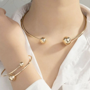 Cross-Border Trendy Asymmetrical Pearl Collar Bracelet Simple Design Open Necklace Bracelet Hand Jewelry Necklace Wholesale