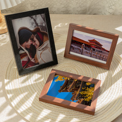 現代簡約木製相框擺台7寸5 6 10 A4 12 8寸像框畫框掛牆可印 logo