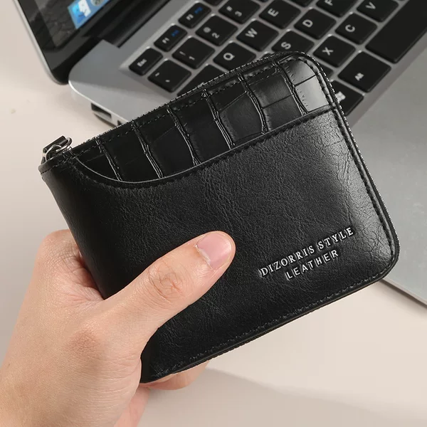 Manufacturer's cross-border men's short wallet with stone pattern, large capacity, zipper coin purse, multi-card slot wallet, trendy