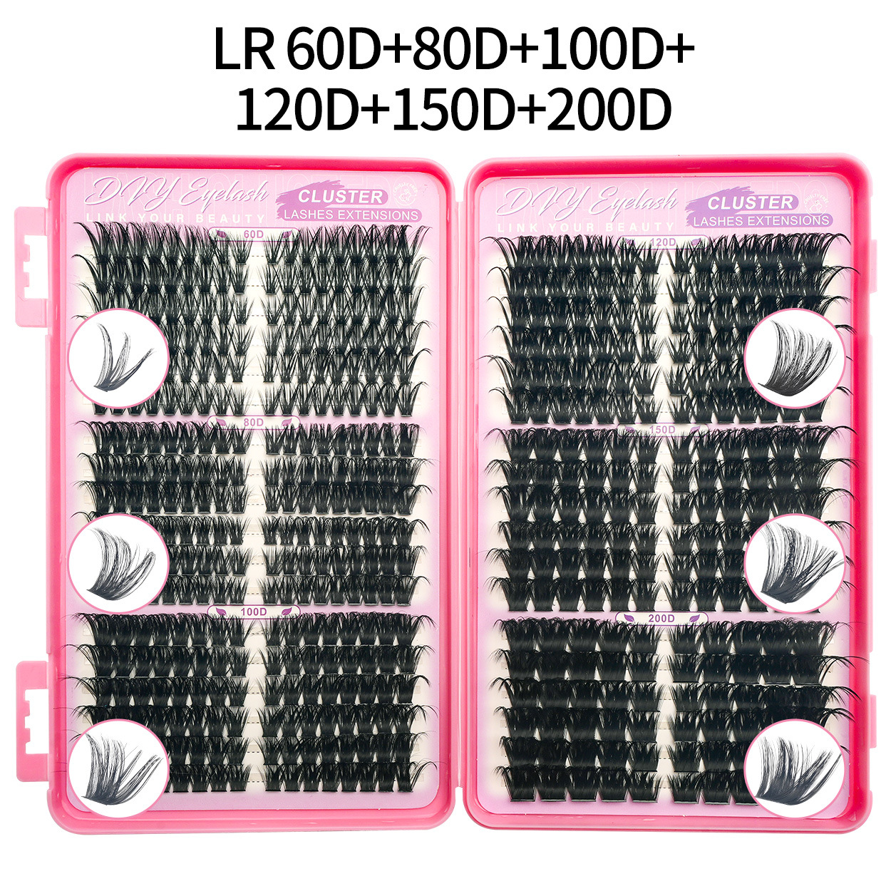 36 filas de 648 pestañas falsas 30D - 100D transfronterizas DIY Europa y América Amazon venta caliente conjunto de cabello segmentado gradiente