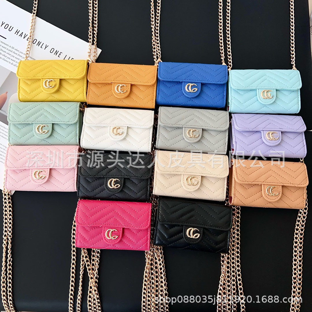 大牌小香钱包卡包大容量手拿包斜挎小包GG羊皮菱格牛皮鱼子酱女士