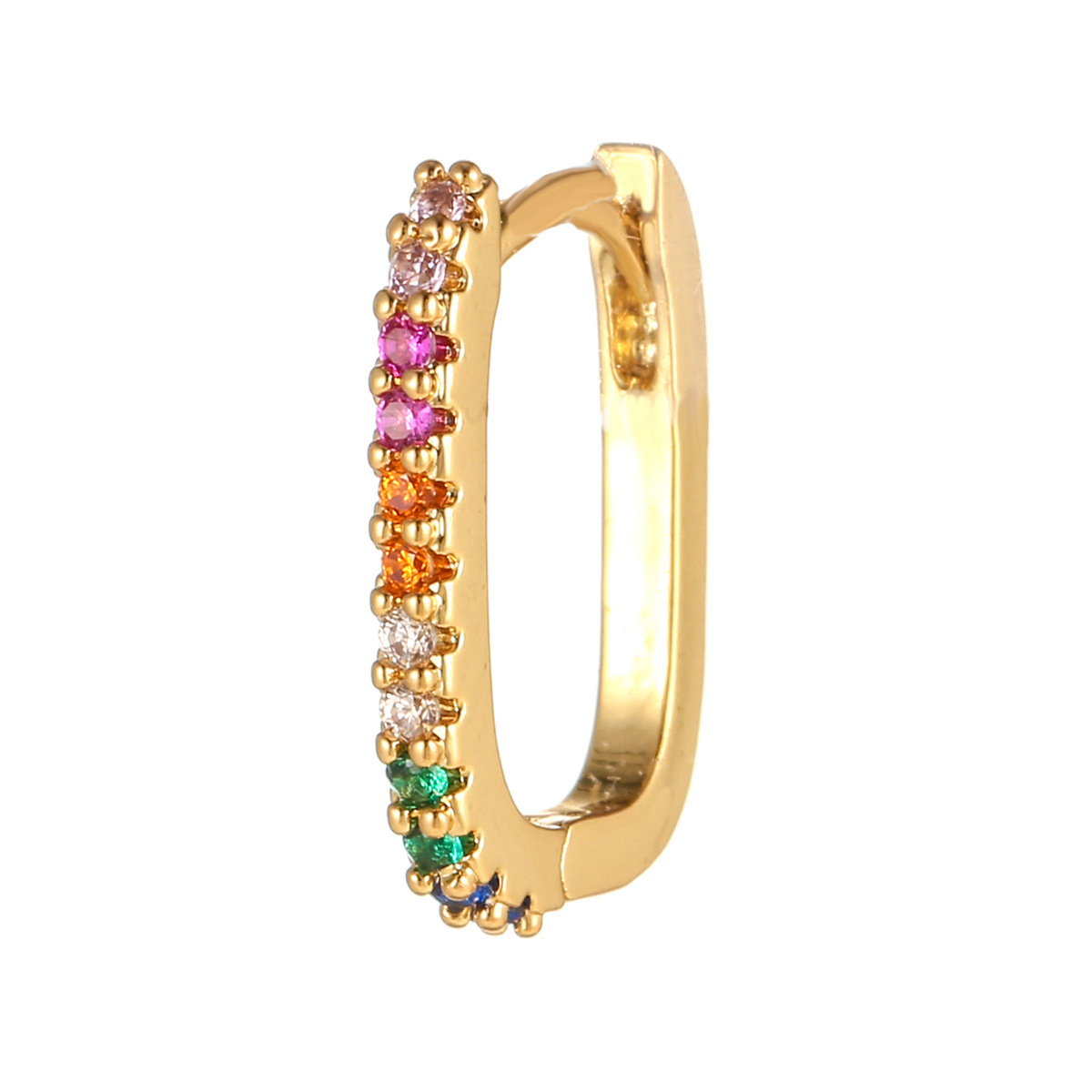 color zircon micro-set geometric simple copper earrings