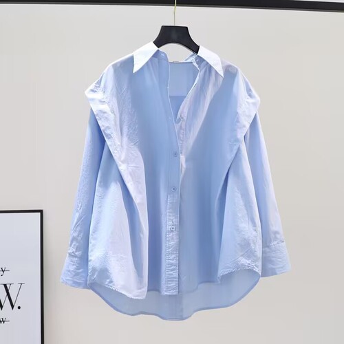 Loose Shirt Design Women's Spring Lotus Edge Long Sleeve Loose Cotton Shirt