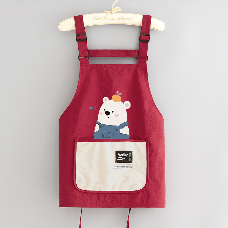新型ファッションかわいい防水エプロン家庭用キッチン料理ウエスト花屋飲食専用作業服印字|undefined