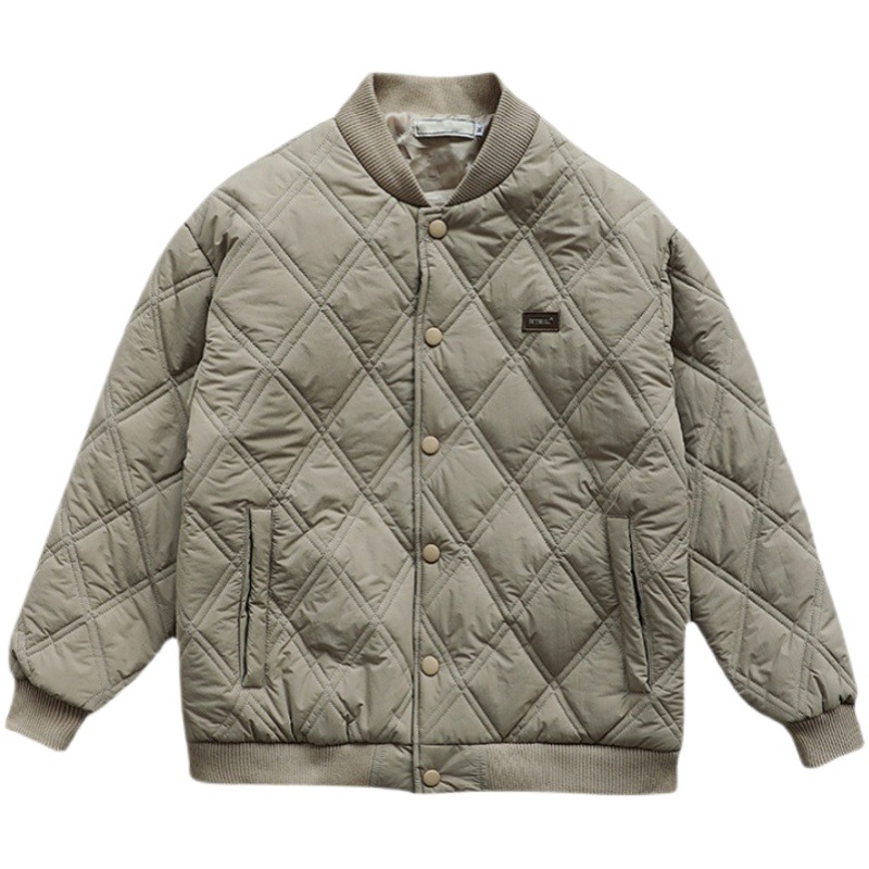 Invierno americano ins marca de moda suelta de diamantes a cuadros abrigo de algodón acolchado hombres chaqueta de béisbol retro japonés pareja engrosada de algodón