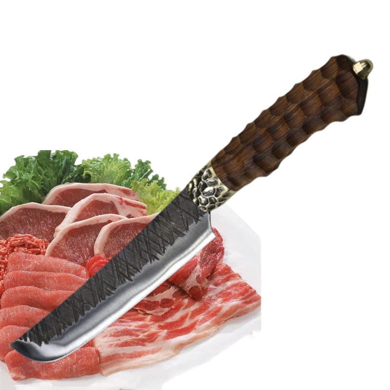 龙泉侠客堂菜刀一体不锈钢锻打生鱼刀钻石坑酸枝柄剔骨刀长款料理