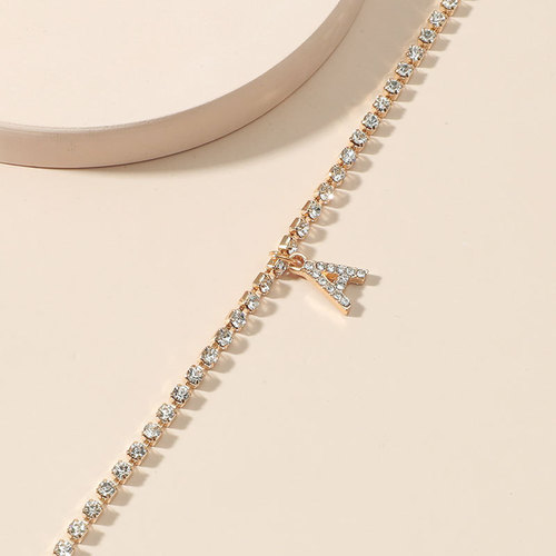 European and American Fashion Creative Water Diamond Ankle Chain Cross-border Diamond Tennis 26 English Letters Hip-hop Creative Beach Ankle Accessory for Women
