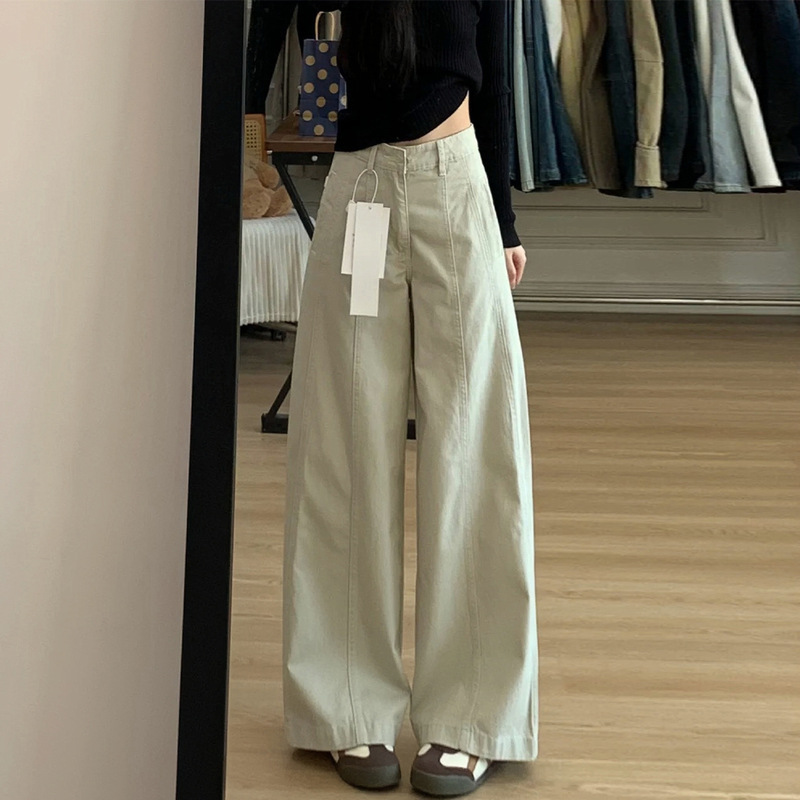 Off-White Wide-Leg Pants for Women, Suitable for Pear-Shaped Body, Plus Size, Slimming Pants, 2026 New Korean Style, Lazy Style Jeans Off-White Wide-Leg Pants for Women, Suitable for Pear-Shaped Body, Plus Size, Slimming Pants, 2026 New Korean Style, Lazy Style Jeans