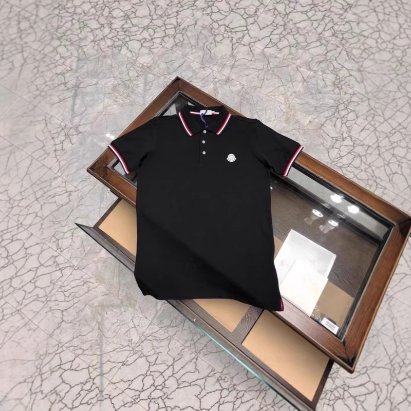 Cross-Border Foreign Trade Summer New Model Original Label Moncler Polo Business Men's Shirt Short-Sleeve Embroidered Turn-Down Collar Casual T-Shirt for Men