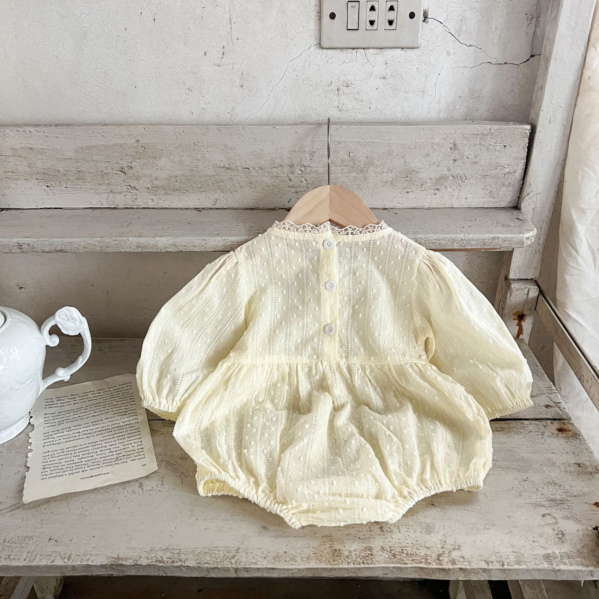 2023 estilo coreano niñas bebé algodón encaje mono mameluco ins recién nacido lindo suelta triángulo mameluco