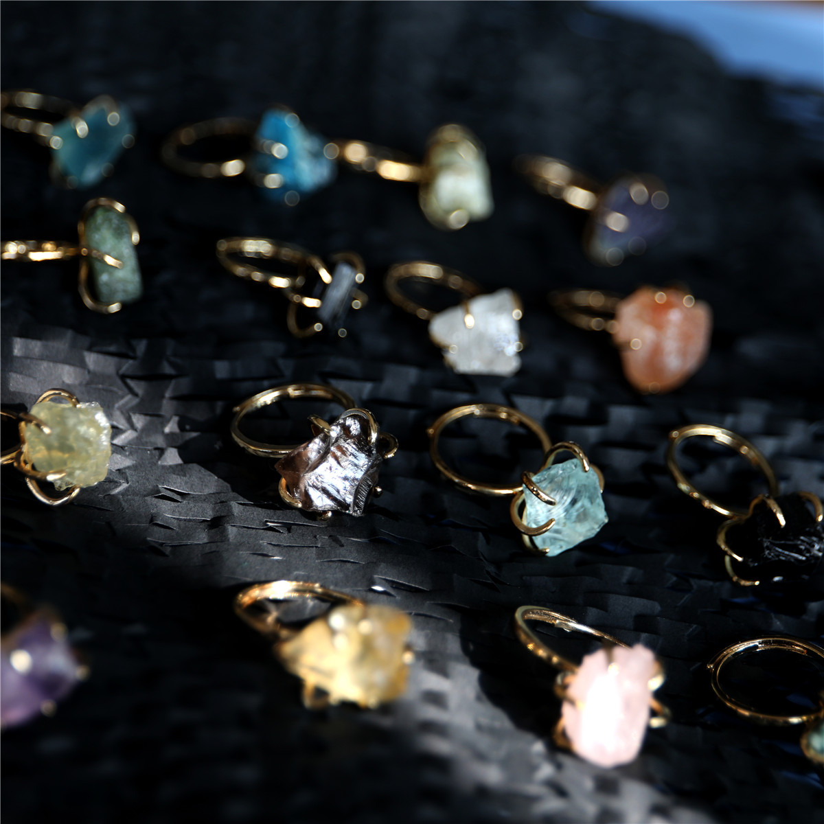 Fashion Irregular natural stone Copper Open Ring 1 Piece