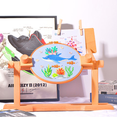 廠家批發櫸木刺繡繡架可調節桌面戳戳繡十字繡工具實木架子跨境