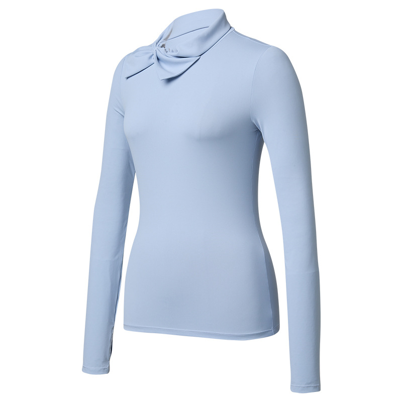 T-shirt de cuello alto y manga larga, camiseta deportiva de mujer, camiseta de golf delgada, camiseta de base transpirable