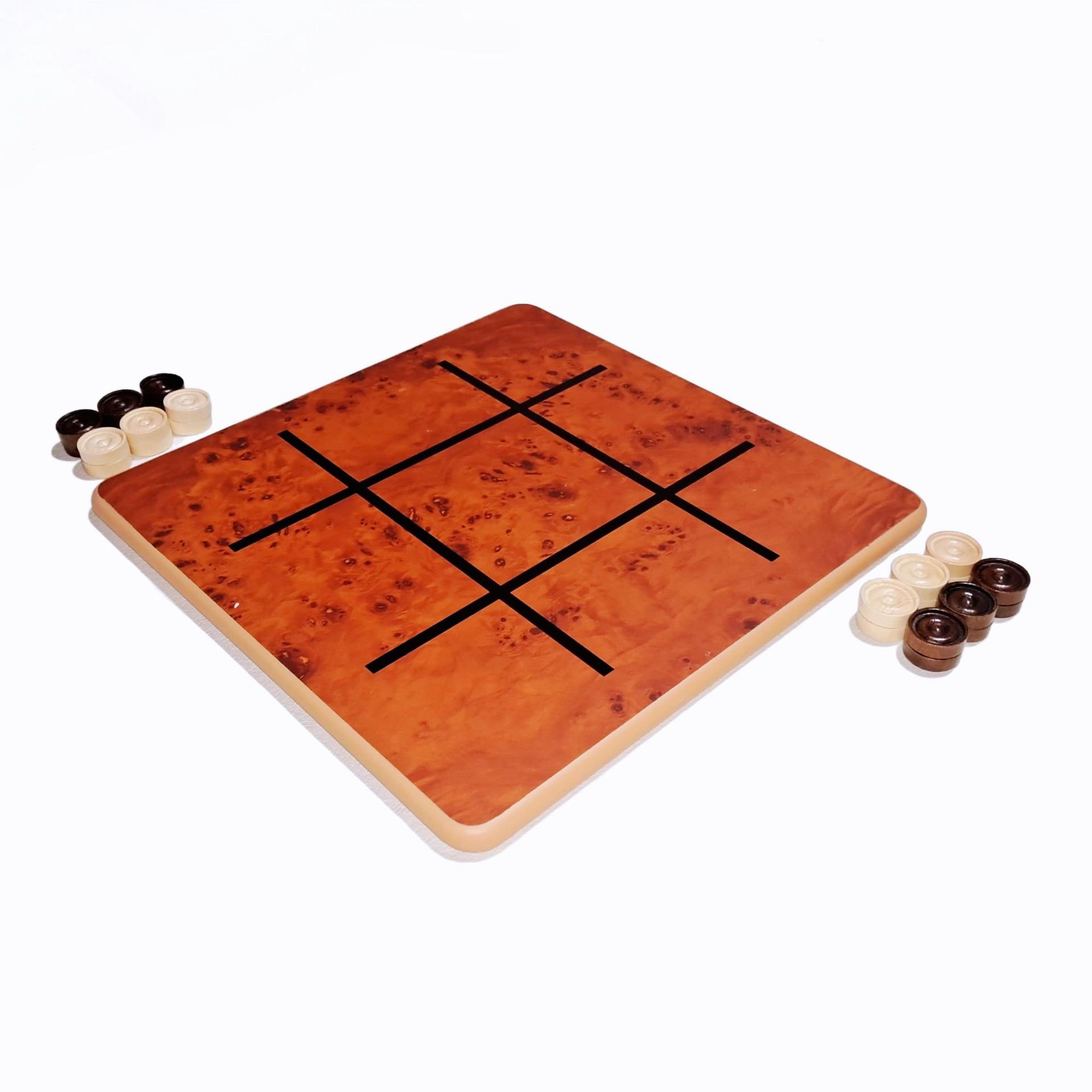 Nuevo tres en uno ajedrez de madera maciza de madera tic-tac-toe juego de damas occidentales serigrafía Pantalla de impresión árbol tumor patrón tablero de ajedrez
