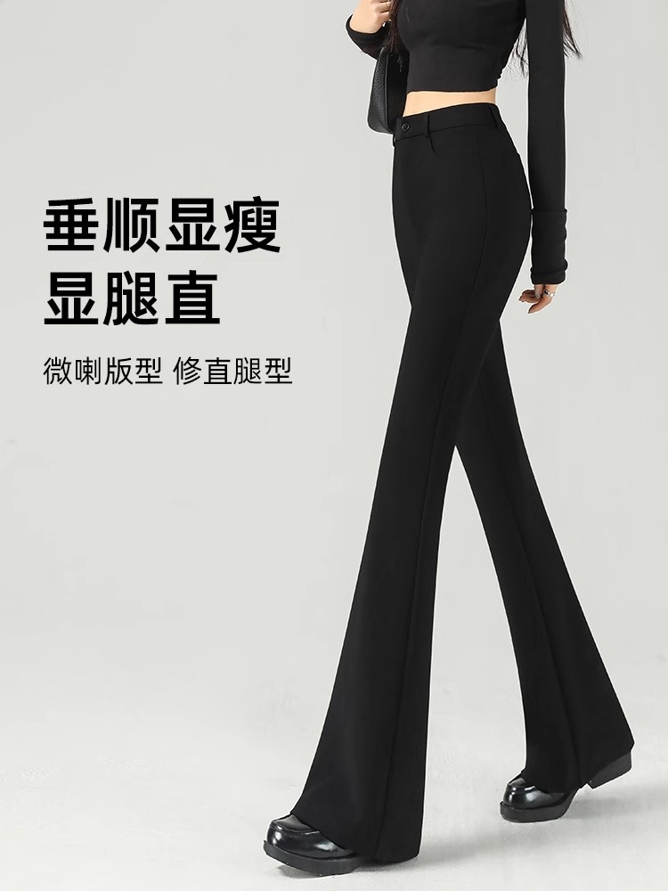 Pantalones acampanados para mujer 2025 nueva primavera y otoño caída sensación de alta gama cintura alta adelgazante traje negro elástico pantalones micro