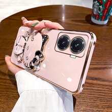 适用vivoY78手机壳电镀猫咪支架补妆镜Y52S硅胶软壳保护套批发Y3