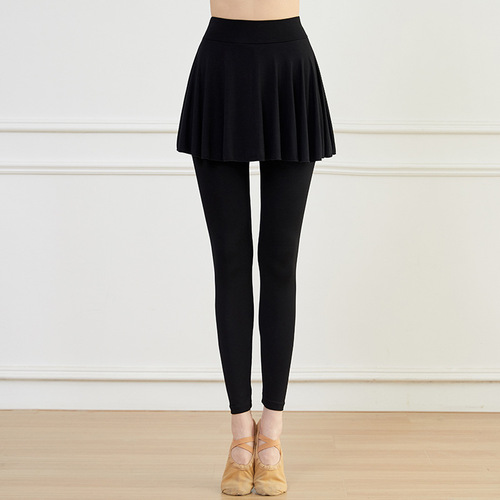 Women's Student Dance Skirt, 9/10th Leggings, Adult Modern Dance & Latin Dance Tights, Black, Dropshipping