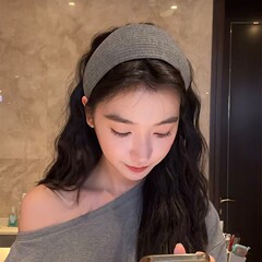 易梦玲同款法式针织灰色加宽发箍女高颅顶时尚发带头箍发卡头饰