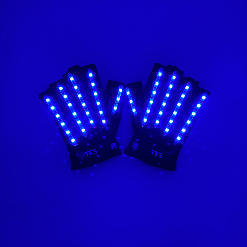 #547 5V多功能-led金刚狼手套(充电款)-七彩流水款