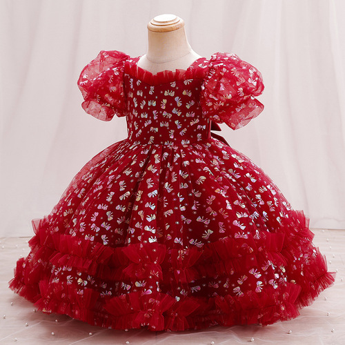 European and American baby girls' first birthday dress, new princess dress for girls, children's birthday party wedding dress, children's ballgown dress