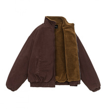 2024年冬季新款纯色羊羔毛内里冬季棉服男高级感冬衣男
