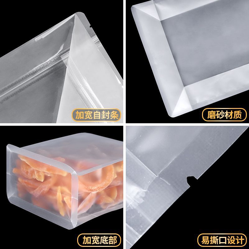 Eight-sided self-standing transparent plastic sealed bag for large snacks and local specialties, universal packaging bag