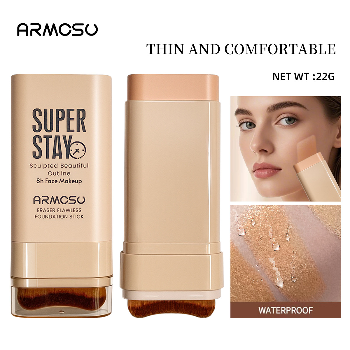Customized Armosu Cross-border Double-ended Eraser Flawless Foundation Stick, Long-lasting, Non-smudging, Concealer, Oil_voghion.com