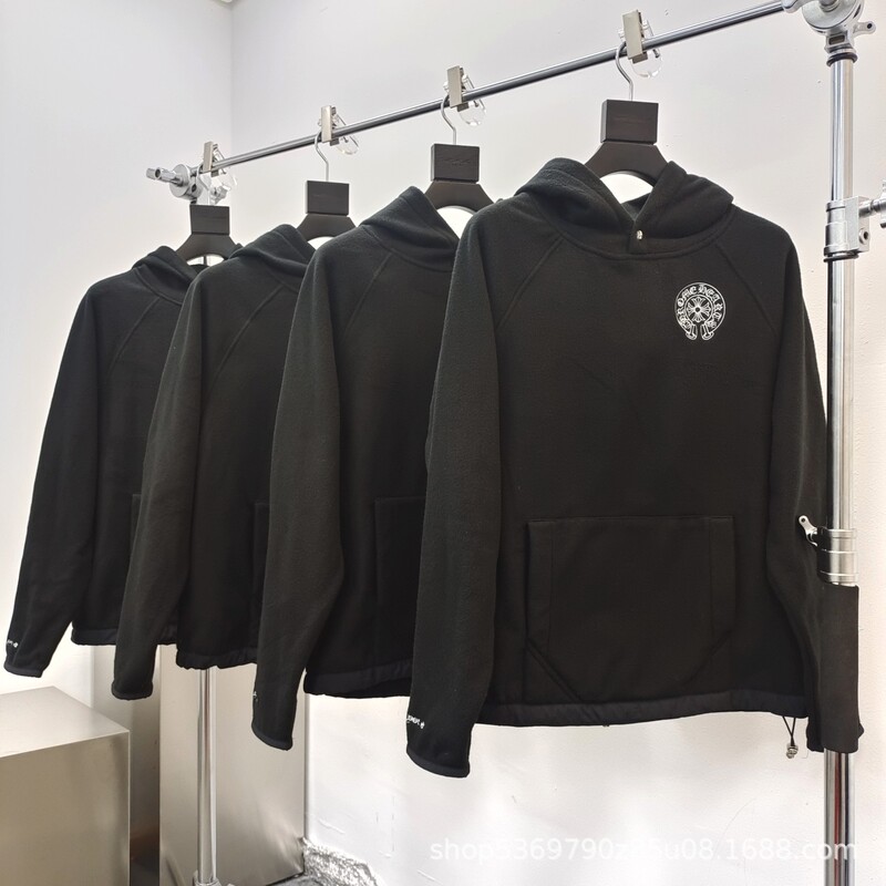 [Spot] Chrome Crowe Hearts Heart Fleece Embroidered Punk Hip Hip Hop High Street Silver Hoodie