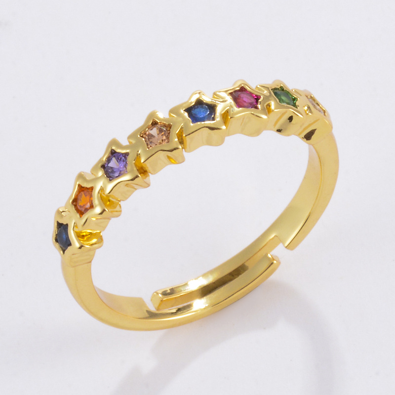 Vente En Gros Bague En Zircon De Couleur Micro-incrustée De Mode display picture 1